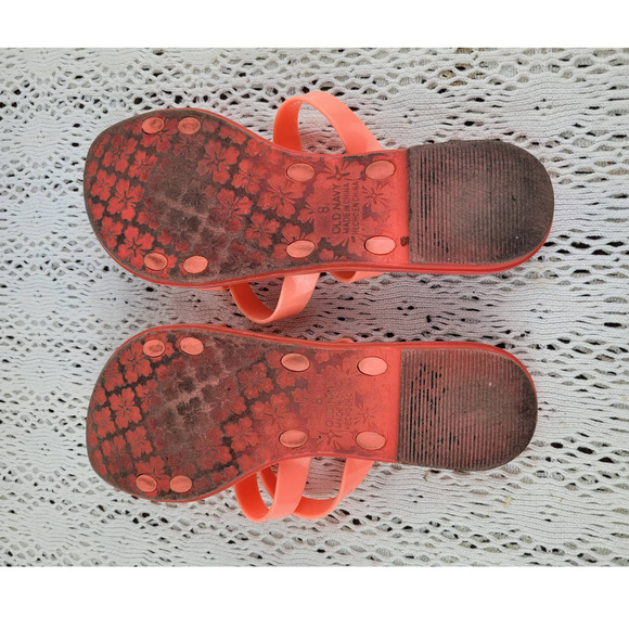 Old Navy Orange Coral Slip On Summer Sandals US Women's Size 8 - Picture 6 of 6